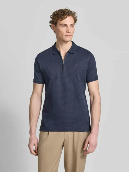 Zdjęcie produktu koszulka polo o kroju regular fit z krótkim zamkiem błyskawicznym Lerros Granatowy