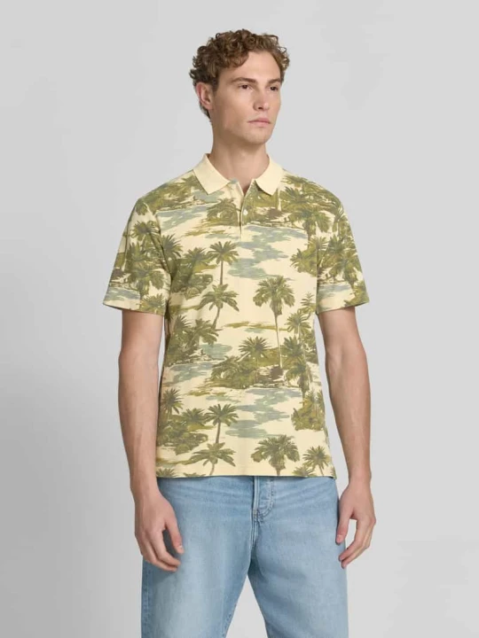 Zdjęcie produktu Koszulka polo o kroju regular fit z kwiatowym nadrukiem na całej powierzchni model 'Hawaii' Jack&Jones Beżowy