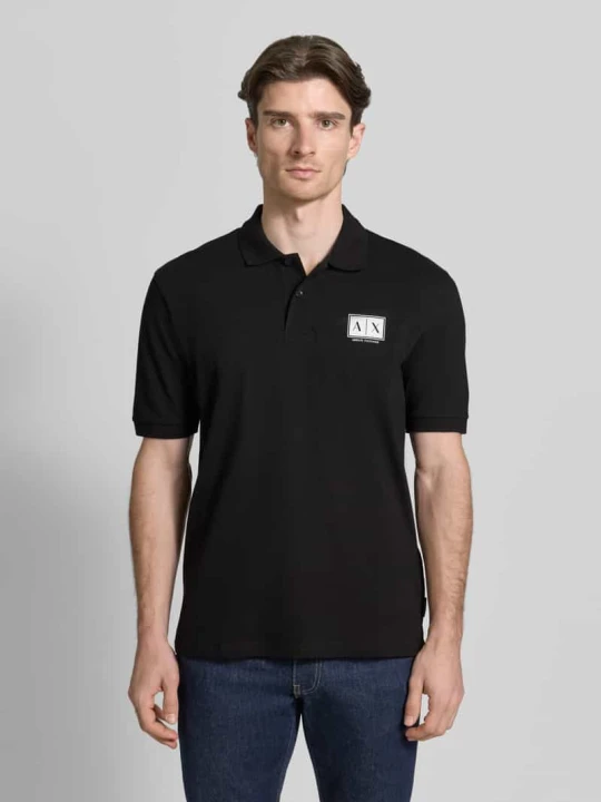 Zdjęcie produktu koszulka polo o kroju regular fit z listwą guzikową Armani Exchange Czarny