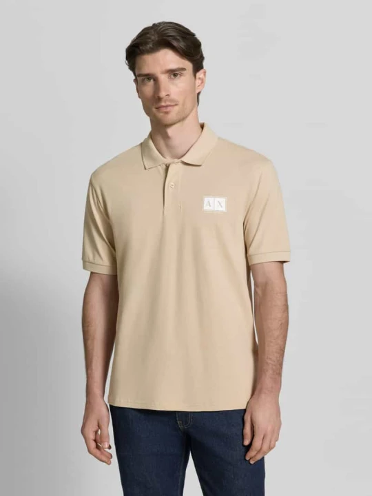 Zdjęcie produktu koszulka polo o kroju regular fit z listwą guzikową Armani Exchange Piaskowy