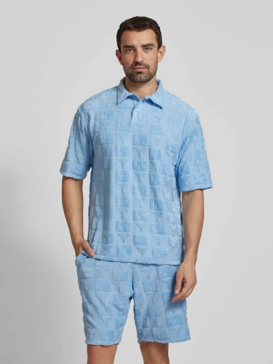 Zdjęcie produktu Koszulka polo o kroju regular fit z listwą guzikową model ‘BEACHWEAR’ Carlo Colucci Jasnoniebieski