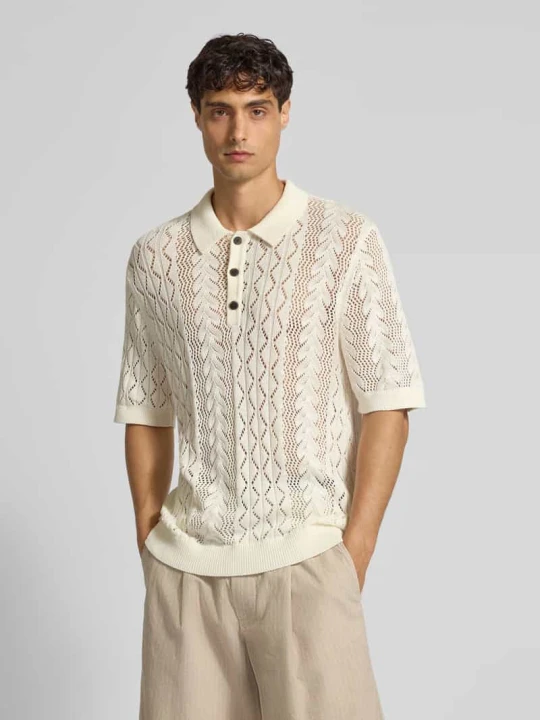 Zdjęcie produktu Koszulka polo o kroju regular fit z listwą guzikową model ‘MANI’ ANNARR Złamany biały