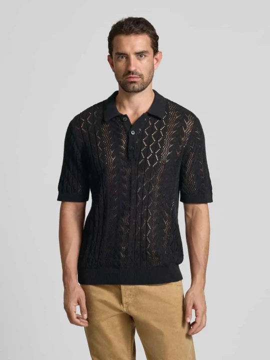 Zdjęcie produktu Koszulka polo o kroju regular fit z listwą guzikową model ‘MANI’ ANNARR Czarny