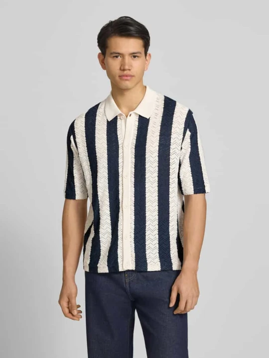 Zdjęcie produktu koszulka polo o kroju regular fit z listwą guzikową model 'TYLER' Jack&Jones Granatowy
