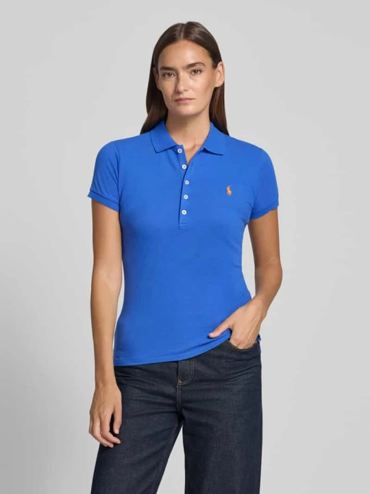 Zdjęcie produktu koszulka polo o kroju regular fit z mieszanka bawełny model 'JULIE' Polo Ralph Lauren Oceaniczny
