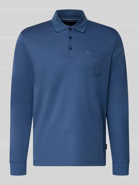 Zdjęcie produktu koszulka polo o kroju regular fit z mieszanka bawełny z brustasza Bugatti Jeansowy niebieski