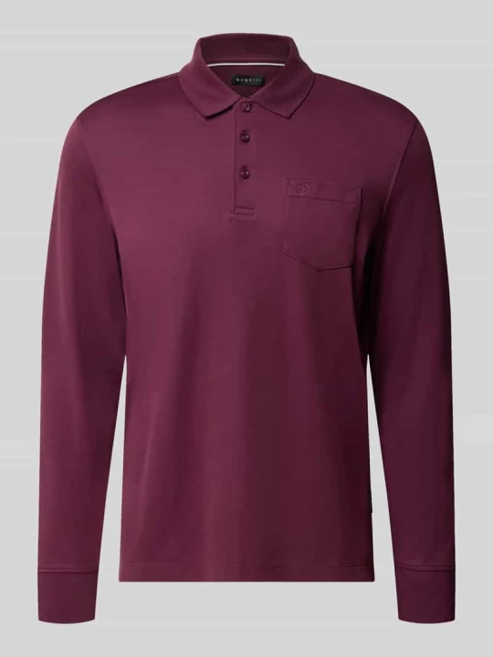 Zdjęcie produktu koszulka polo o kroju regular fit z mieszanka bawełny z brustasza Bugatti Oberżynowy