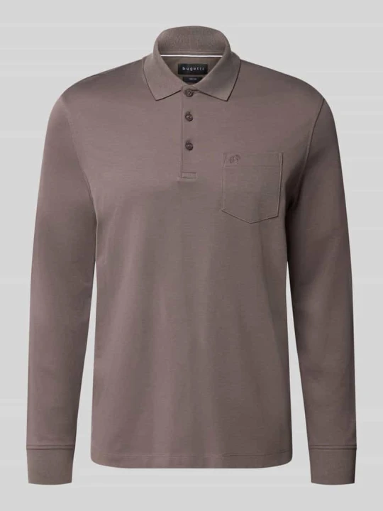 Zdjęcie produktu koszulka polo o kroju regular fit z mieszanka bawełny z brustasza Bugatti Średniobrązowy