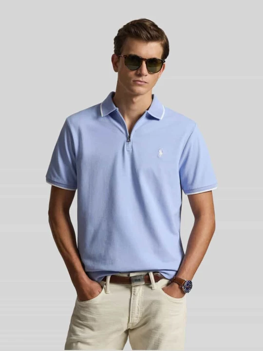 Zdjęcie produktu Koszulka polo o kroju regular fit z mieszanka bawełny z zamkiem błyskawicznym Polo Ralph Lauren Jasnoniebieski