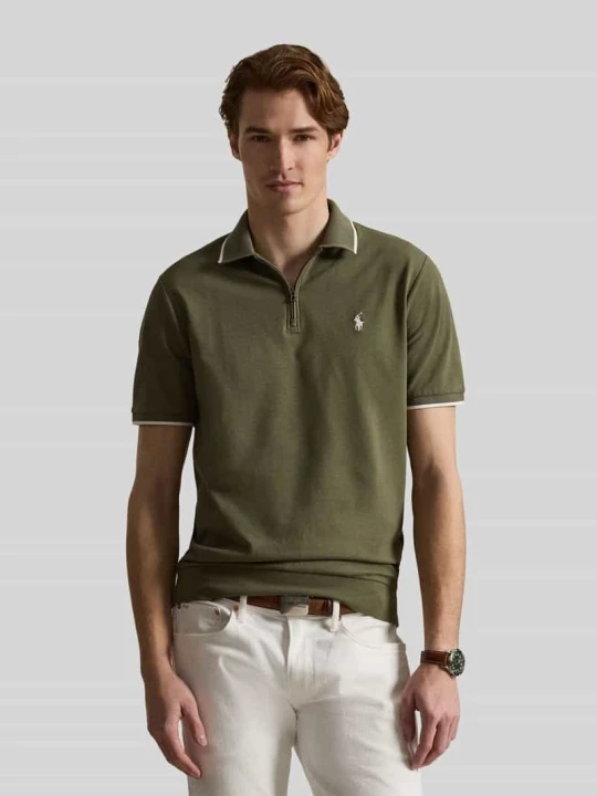 Zdjęcie produktu Koszulka polo o kroju regular fit z mieszanka bawełny z zamkiem błyskawicznym Polo Ralph Lauren Oliwkowy