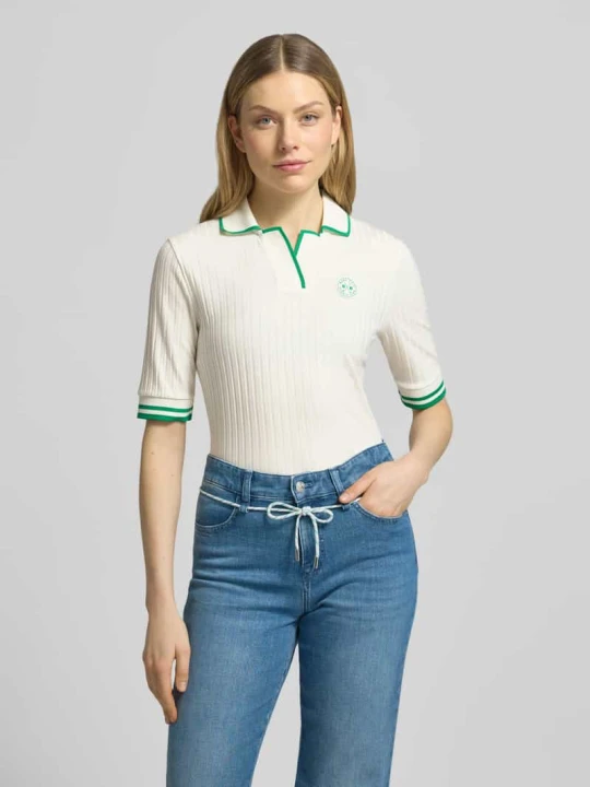 Zdjęcie produktu Koszulka polo o kroju regular fit z Mieszanka wiskozy Marc Cain Złamany biały
