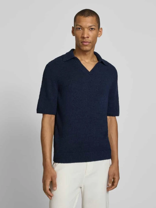 Zdjęcie produktu Koszulka polo o kroju regular fit z mieszanki bawełny ekologicznej model 'BOUCLE' ARMEDANGELS Granatowy