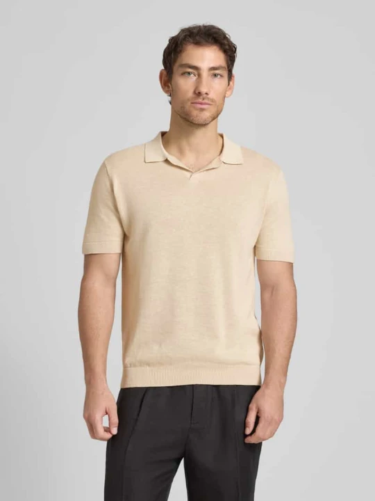Zdjęcie produktu koszulka polo o kroju regular fit z mieszanki bawełny i lnu model 'MATTIS' Selected Homme Złamany biały