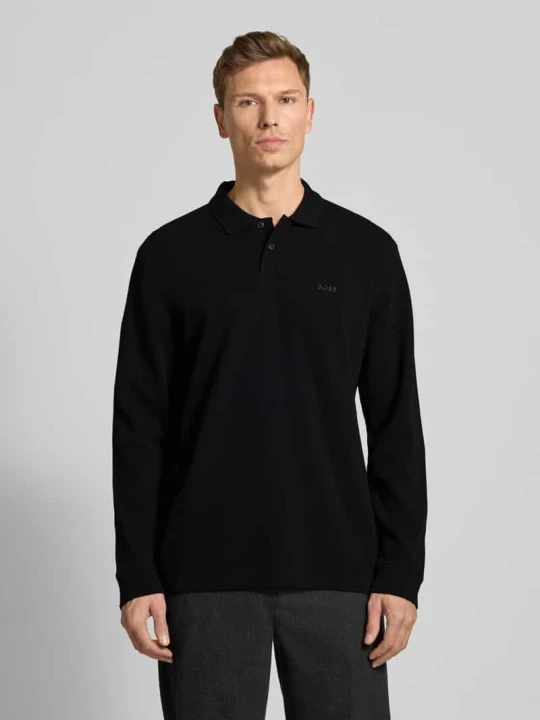 Zdjęcie produktu Koszulka polo o kroju regular fit z mieszanki bawełny model ‘PETEMPESTOLONG’ Boss Czarny