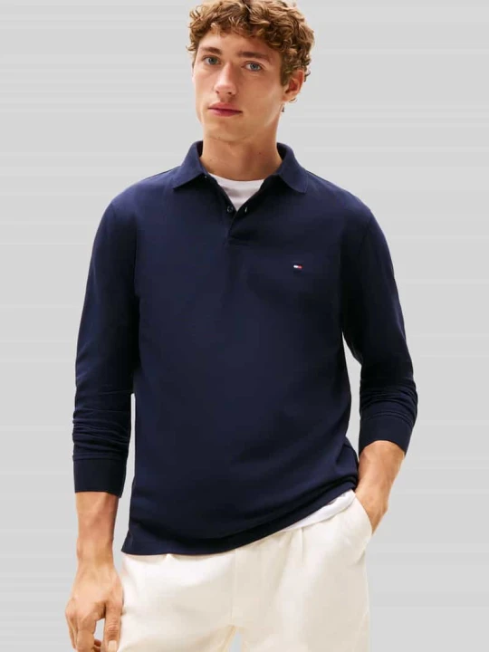 Zdjęcie produktu koszulka polo o kroju regular fit z mieszanki bawełny Tommy Hilfiger Granatowy