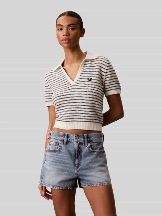 Zdjęcie produktu Koszulka polo o kroju regular fit z mieszanki bawełny w imitacji dzianiny Calvin Klein Jeans Beżowy