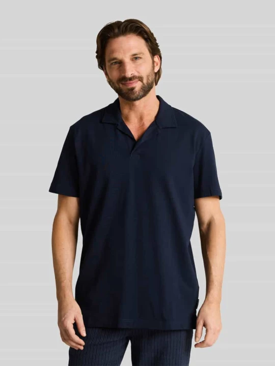Zdjęcie produktu Koszulka polo o kroju regular fit z mieszanki bawełny z kołnierzykiem resort Tom Tailor Granatowy
