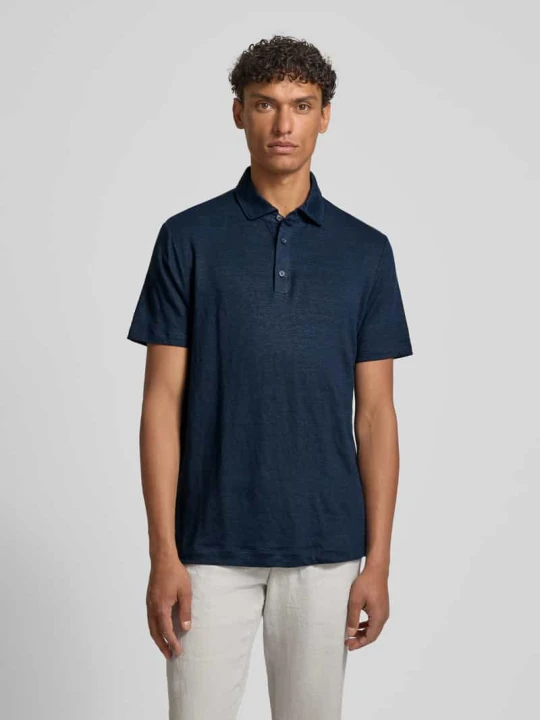 Zdjęcie produktu Koszulka polo o kroju regular fit z mieszanki lnu i elastanu OLYMP Level 5 Granatowy