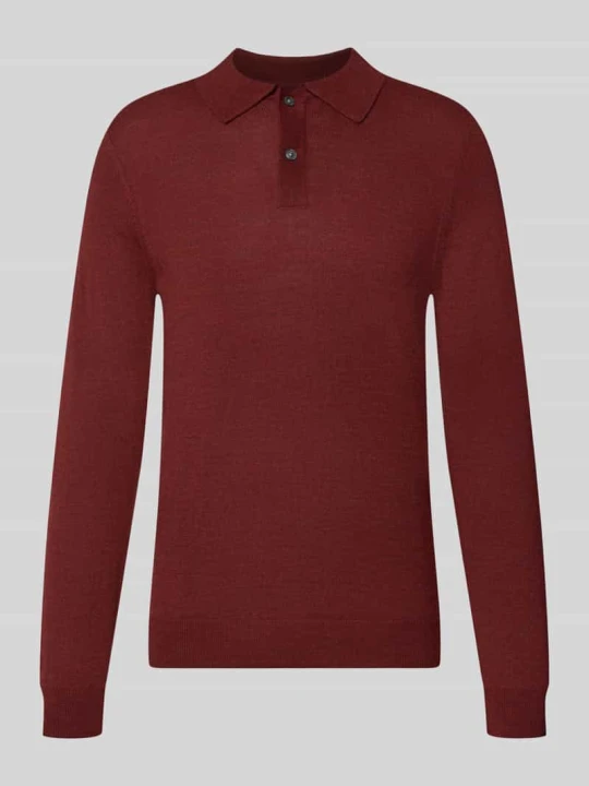 Zdjęcie produktu koszulka polo o kroju regular fit z mieszanki wełny Christian Berg Bordowy melanż