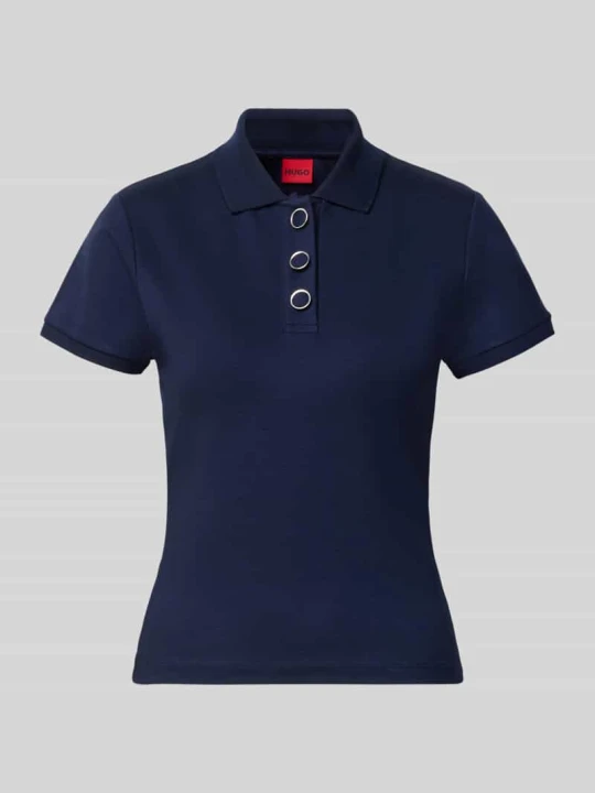 Zdjęcie produktu koszulka polo o kroju regular fit z mieszanki wiskozy model 'Dereyel' Hugo Granatowy