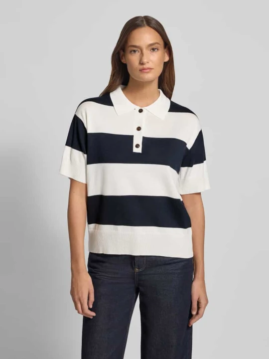 Zdjęcie produktu Koszulka polo o kroju regular fit z mieszanki wiskozy model 'LULS' Ichi Granatowy