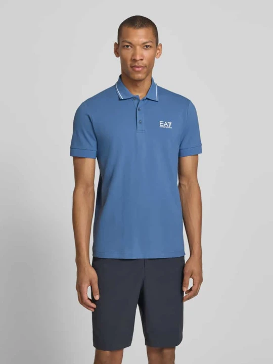 Zdjęcie produktu Koszulka polo o kroju regular fit z nadrukiem z logo EA7 Emporio Armani Błękitno-niebieski