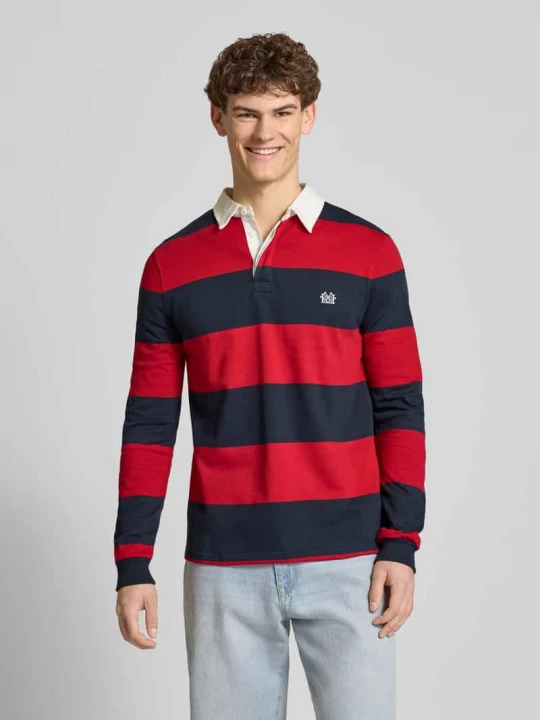Zdjęcie produktu Koszulka polo o kroju regular fit z paskami rugby i haftowanym logo REVIEW Czerwony