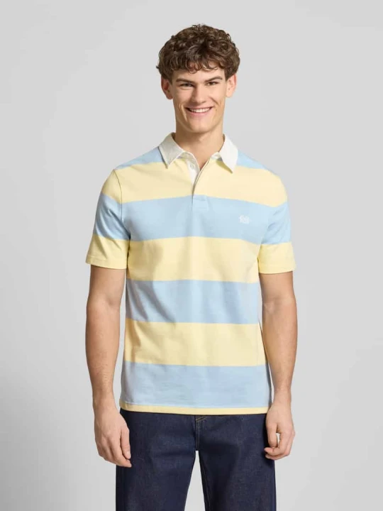 Zdjęcie produktu Koszulka polo o kroju regular fit z paskami rugby i haftowanym logo REVIEW Jasnoniebieski