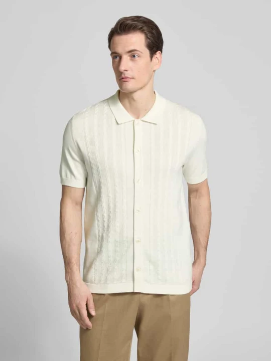 Zdjęcie produktu Koszulka polo o kroju slim fit z rękawem o dł. 1/2 OLYMP Level 5 Złamany biały