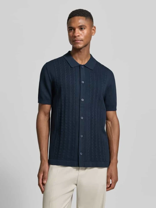 Zdjęcie produktu Koszulka polo o kroju slim fit z rękawem o dł. 1/2 OLYMP Level 5 Granatowy