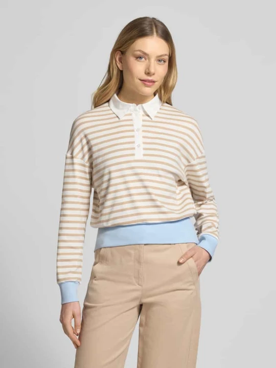 Zdjęcie produktu Koszulka polo o kroju regular fit z szerokim pasem Marc Cain Piaskowy