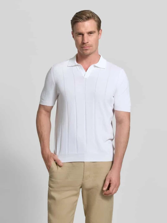 Zdjęcie produktu Koszulka polo o kroju regular fit z szerokim ściągaczem i dekoltem w serek Gran Sasso Złamany biały