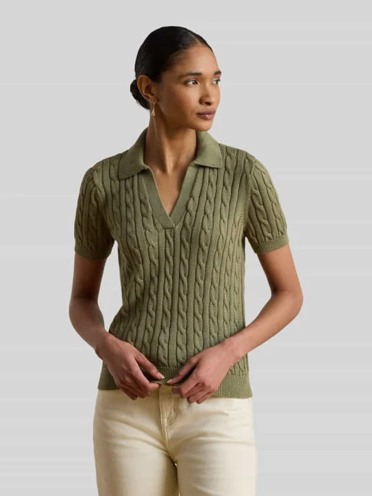 Zdjęcie produktu Koszulka polo o kroju regular fit z tkanego materiału – mieszanka bawełny Lauren Ralph Lauren Khaki