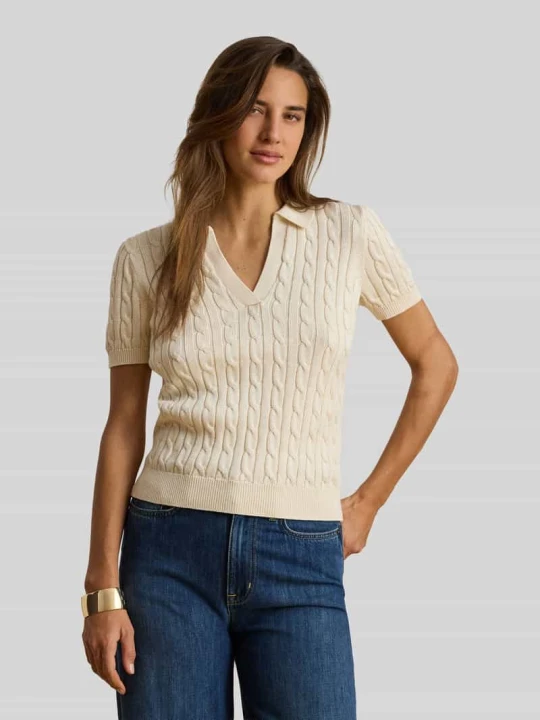 Zdjęcie produktu Koszulka polo o kroju regular fit z tkanego materiału – mieszanka bawełny Lauren Ralph Lauren Écru