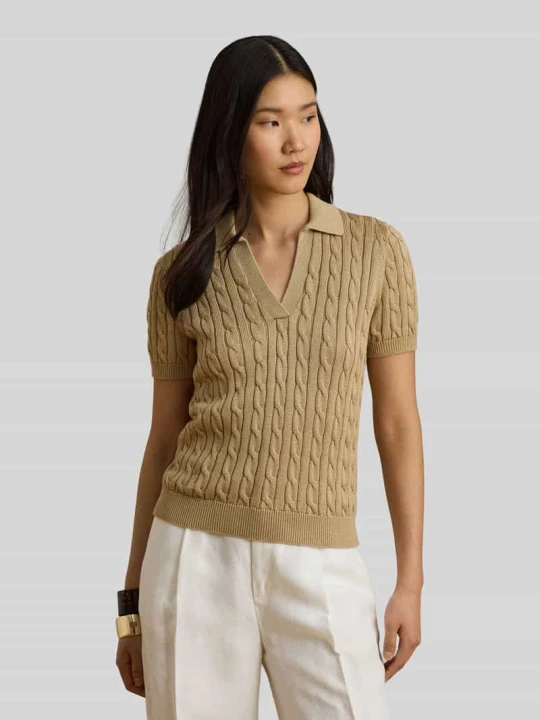 Zdjęcie produktu Koszulka polo o kroju regular fit z tkanego materiału – mieszanka bawełny Lauren Ralph Lauren Camel