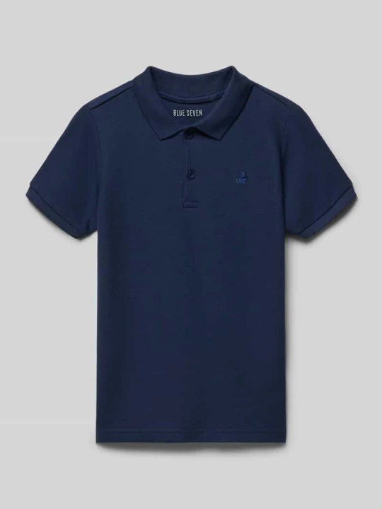 Zdjęcie produktu koszulka polo o kroju regular fit z wyhaftowanym logo BLUE SEVEN Granatowy