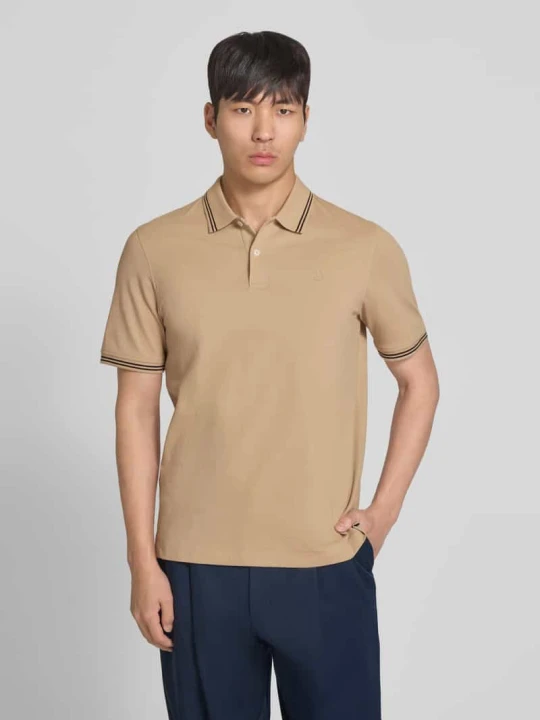 Zdjęcie produktu koszulka polo o kroju regular fit z wyhaftowanym logo Bugatti Beżowy