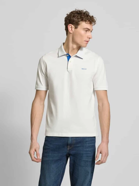 Zdjęcie produktu Koszulka polo o kroju regular fit z wyhaftowanym logo Gant Złamany biały