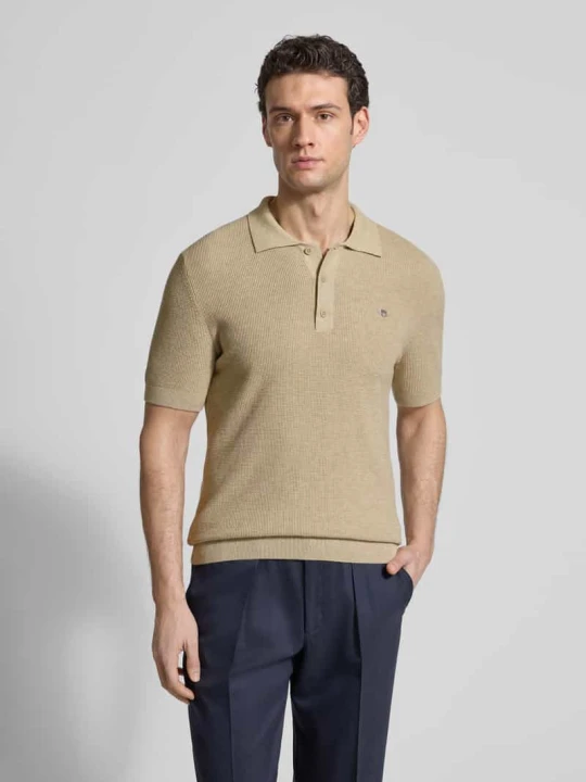 Zdjęcie produktu koszulka polo o kroju regular fit z wyhaftowanym logo Gant Beżowy