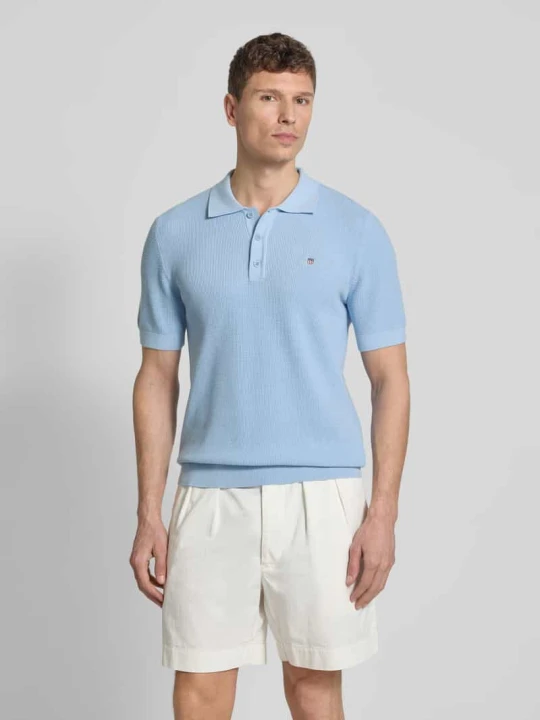 Zdjęcie produktu koszulka polo o kroju regular fit z wyhaftowanym logo Gant Jasnoniebieski