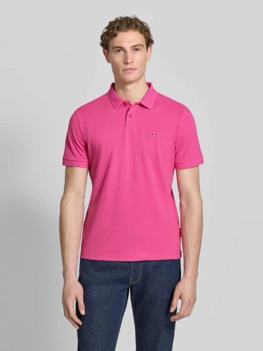 Zdjęcie produktu koszulka polo o kroju regular fit z wyhaftowanym logo HECHTER PARIS Mocnoróżowy