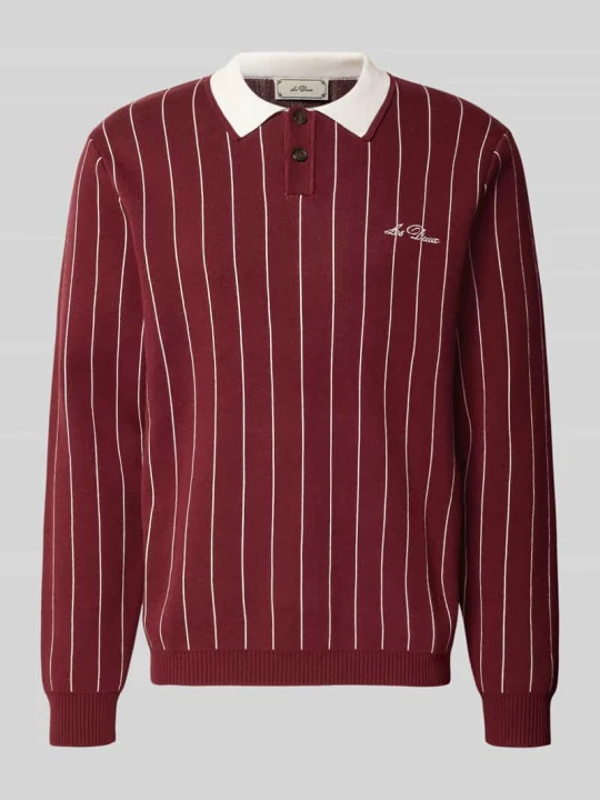 Zdjęcie produktu koszulka polo o kroju regular fit z wyhaftowanym logo Les Deux Bordowy