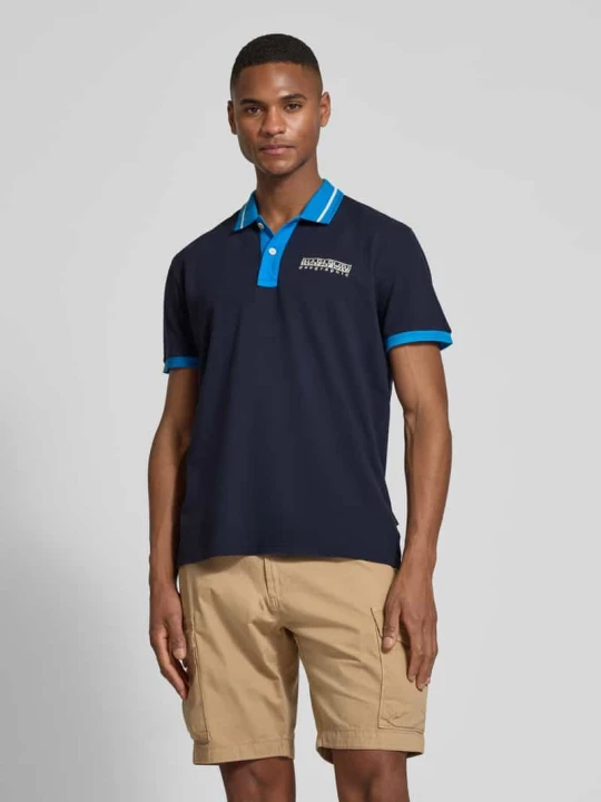 Zdjęcie produktu Koszulka polo o kroju regular fit z wyhaftowanym logo model ‘E-MURLO’ Napapijri Granatowy