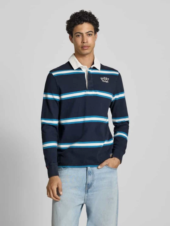 Zdjęcie produktu koszulka polo o kroju regular fit z wyhaftowanym logo Superdry Granatowy