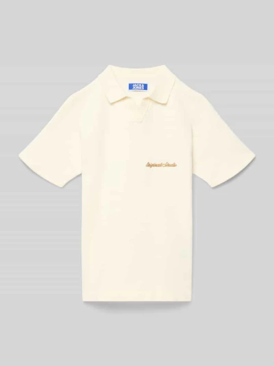 Zdjęcie produktu Koszulka polo o kroju regular fit z wyszywanym logo model 'Rebro' Jack&Jones Écru