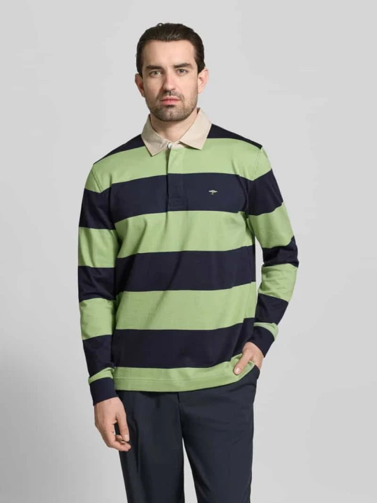 Zdjęcie produktu Koszulka polo o kroju regular fit z wzorem w paski i wyhaftowanym logo FYNCH-HATTON Jasnozielony
