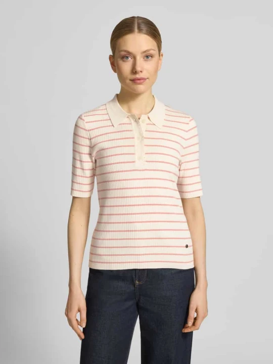 Zdjęcie produktu koszulka polo o kroju regular fit z wzorem w paski model 'Caliz Stripe' MOS MOSH Koralowy