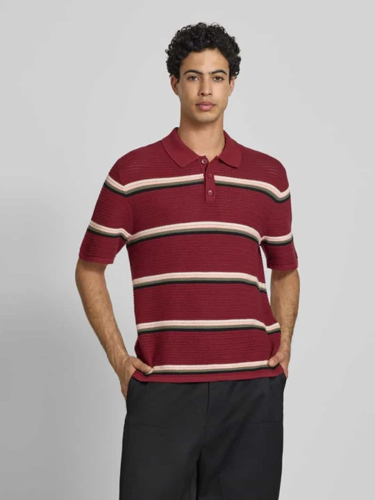 Zdjęcie produktu Koszulka polo o kroju regular fit z wzorem w paski model 'MAINE' Jack&Jones Ciemnoczerwony