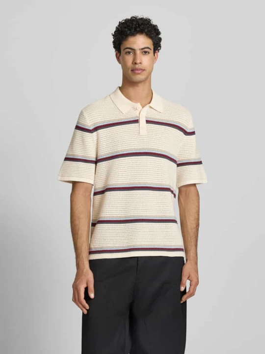 Zdjęcie produktu Koszulka polo o kroju regular fit z wzorem w paski model 'MAINE' Jack&Jones Złamany biały