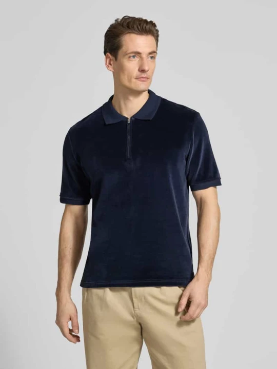 Zdjęcie produktu Koszulka polo z zamkiem błyskawicznym o kroju regular fit model 'Francis' Tiger Of Sweden Ciemnoniebieski